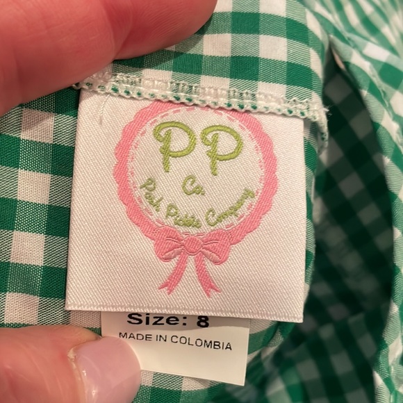 Posh Pickle girls green gingham check shift dress sz 8 - Picture 3 of 5